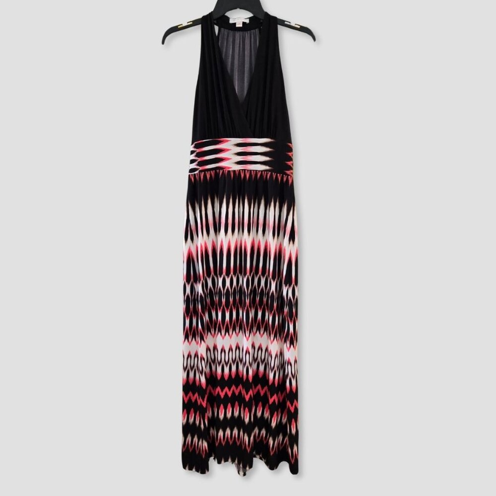 London Times Halter Maxi Dress Black, White, Pink Size 6